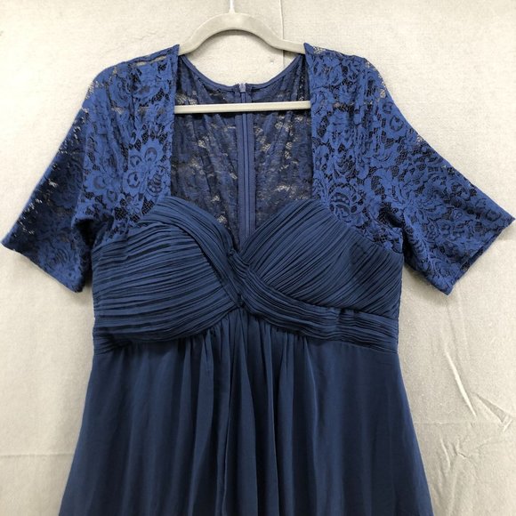 Ever Pretty Chiffon Lace Sleeve Blue Party Prom Evening Dress Size 18 Sweetheart - Picture 3 of 12